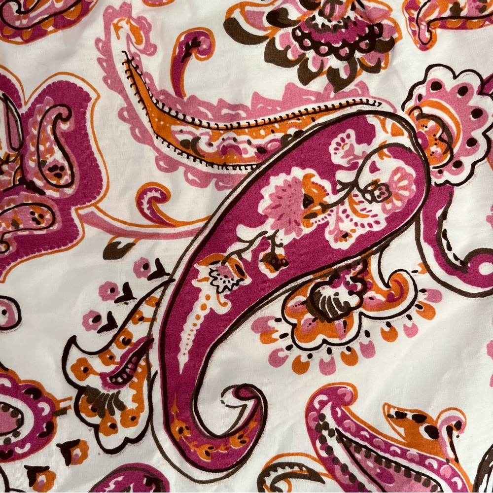 Simply ENVOGUE Full Apron Bib Cotton Paisley Pink Orange Kitchen Impressions NWT - Picture 6 of 11